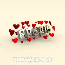 freris in In Love style - 3D name wallpaper