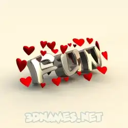 fun in In Love style - 3D name wallpaper