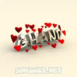 ghand in In Love style - 3D name wallpaper
