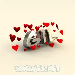 gil in In Love style - 3D name wallpaper