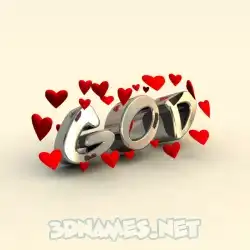 god in In Love style - 3D name wallpaper