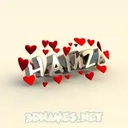hamza in In Love style - 3D name wallpaper
