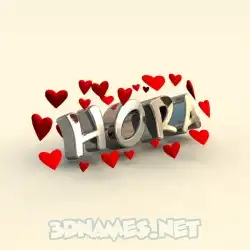 hora in In Love style - 3D name wallpaper