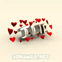 ilir in In Love style - 3D name wallpaper