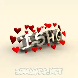 ishq in In Love style - 3D name wallpaper
