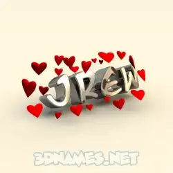jrew in In Love style - 3D name wallpaper