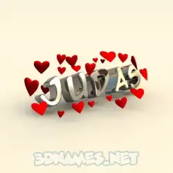 judas in In Love style - 3D name wallpaper