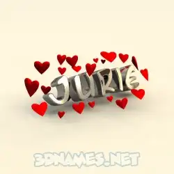 jurie in In Love style - 3D name wallpaper