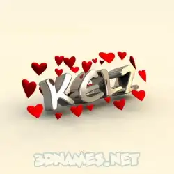 kelz in In Love style - 3D name wallpaper