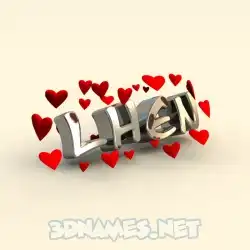 lhen in In Love style - 3D name wallpaper