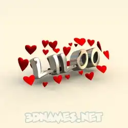 liloo in In Love style - 3D name wallpaper