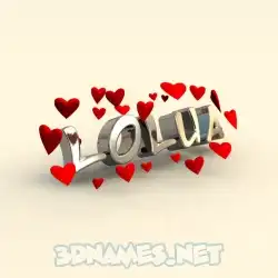 lolua in In Love style - 3D name wallpaper