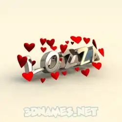 lozza in In Love style - 3D name wallpaper