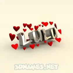 lulu in In Love style - 3D name wallpaper
