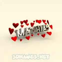 mathias in In Love style - 3D name wallpaper