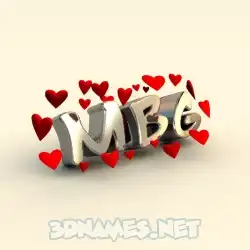 mbg in In Love style - 3D name wallpaper