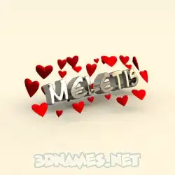 meletis in In Love style - 3D name wallpaper