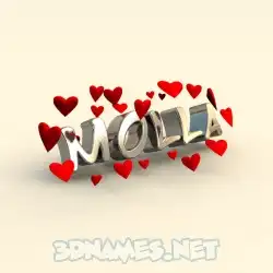 molla in In Love style - 3D name wallpaper