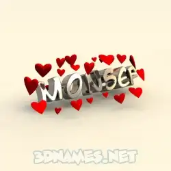 monsef in In Love style - 3D name wallpaper
