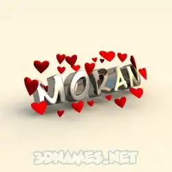 moran in In Love style - 3D name wallpaper