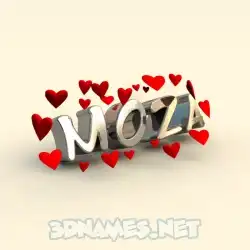 moza in In Love style - 3D name wallpaper