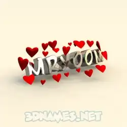mryoom in In Love style - 3D name wallpaper