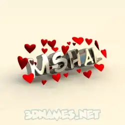 mshal in In Love style - 3D name wallpaper
