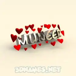 muneer in In Love style - 3D name wallpaper