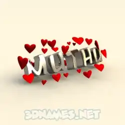 muthu in In Love style - 3D name wallpaper