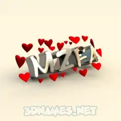 mzfa in In Love style - 3D name wallpaper