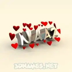 naaz in In Love style - 3D name wallpaper