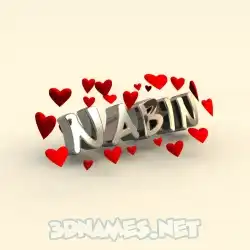 nabin in In Love style - 3D name wallpaper