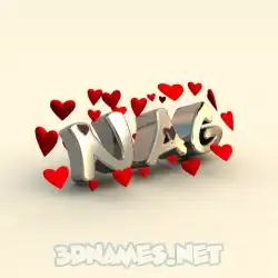 nag in In Love style - 3D name wallpaper