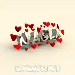 nagla in In Love style - 3D name wallpaper