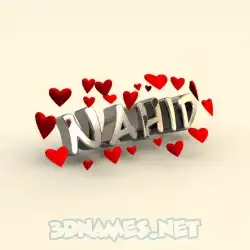 nahid in In Love style - 3D name wallpaper