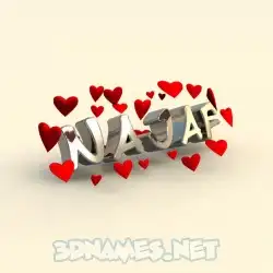 najaf in In Love style - 3D name wallpaper