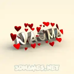 najma in In Love style - 3D name wallpaper