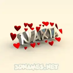 nakia in In Love style - 3D name wallpaper