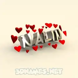 nalin in In Love style - 3D name wallpaper
