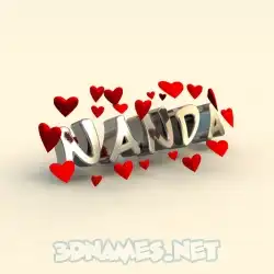 nanda in In Love style - 3D name wallpaper