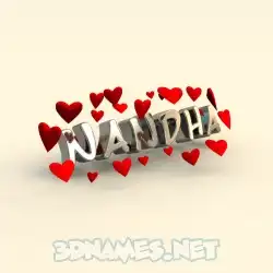 nandha in In Love style - 3D name wallpaper