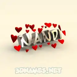 nandi in In Love style - 3D name wallpaper