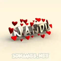 nandu in In Love style - 3D name wallpaper