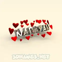 narayan in In Love style - 3D name wallpaper
