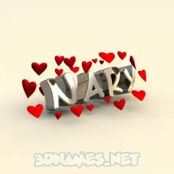 nary in In Love style - 3D name wallpaper