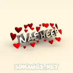 nasheef in In Love style - 3D name wallpaper