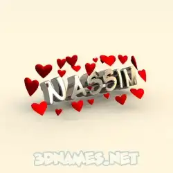 nassim in In Love style - 3D name wallpaper
