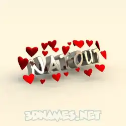 natout in In Love style - 3D name wallpaper
