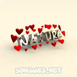 nature in In Love style - 3D name wallpaper