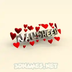 nausheen in In Love style - 3D name wallpaper